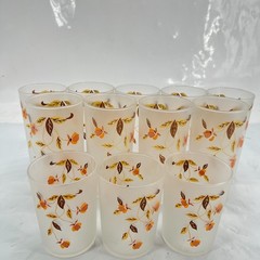 Libbey Autumn Leaf Frosted Glasses Hall China Jewel Tea Tumblers Cooler (12) Set