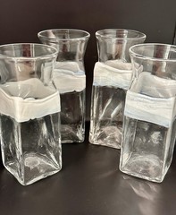 4 William Salas Studio Art Glass Highball Tumblers Signed Hand Blown MCM Bar