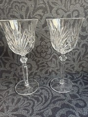 (2) Gorham Crystal Rosewood Water Wine Goblet Glass 8-1/4″ Tall
