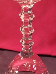 Bohemian Lead Crystal Wine Glasses Hand-cut W/Frosted Rose on Bowl,Hexagon Base