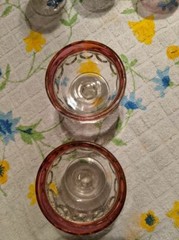 Lot of 6 Indiana/Tiffin Kings Crown Cranberry Flash Thumbprint Stemmed Glassware