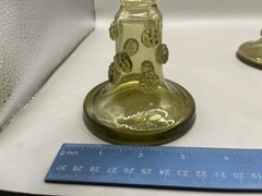 Set of 2 Vintage German Dutch Roemer Römer Blown Olive Goblet Glasses