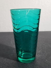 Vintage Sea Green 12oz Glass Tumbler Wavy Pattern by Pasabahce Glass