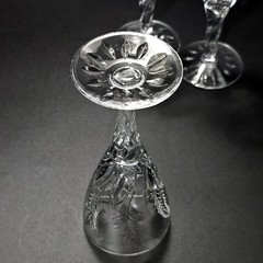 3 Stuart Ellesmere Sherry Glasses 5.25″ cut glass ferns leaves England twist