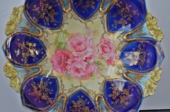 RS Prussia Heavy Cobalt Gold Roses Mold 90 Bowl