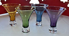 4 ~ MARTINI Bubble in Base 4.25″H Cocktail Shot Glass Colored Bowls Artland 2000