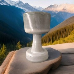 Handmade Goblet Ceramic Pottery 3oz. Glazed Stoneware Blue/White 5.5”