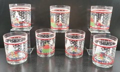 7 Epoch Holiday Joy Double Old Fashioned Set Vintage Christmas Drink Glasses Lot