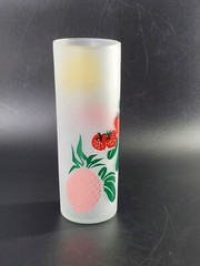 Set Of 2 Vintage Federal Glass Tall Frosted Fruit Tumblers Highball Glasses
