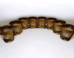 Kashmir Irene Pasonski Rock Wiskey Glasses-Set Of 8-22K Gold MCM Washington-Wow!