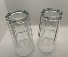 2 Libbey Gibraltar Glasses Clear Paneled Heavy Flat Bottom Tumblers Coolers 6.25