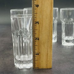 6 Vintage Crystal Shot Glasses Paneled Design 3.25″ Tall Weighted Bottom