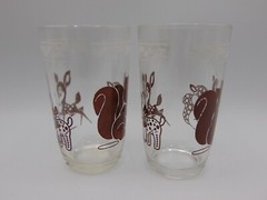 2 Vintage Children Juice Glasses Swanky Swigs Kraft Animals Kiddie Cup Brown