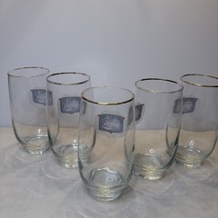 (5) Vintage Libbey Apothecary Pharmacy Rx Gold Trim Drinking Glasses Tumblers