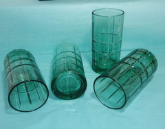 (4) Anchor Hocking Manchester Tartan Green Iced Tea Glasses 16oz Heavy Tumblers