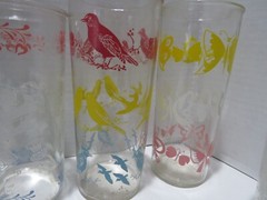 MIXED VTG LOT OF ELEVEN DRINKING GLASSES DIFFERENT PATTERNS