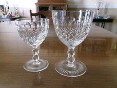 8 Vintage Cut Crystal Import STEM GLASSES – 4 WATER & 4 WINE – ELMWOOD Pattern