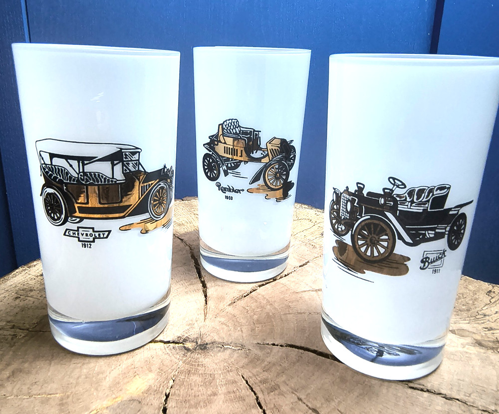 Vintage Gay Fad Classic Automobile Tumblers–Three