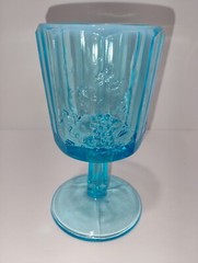 Westmoreland Panel Grape Aqua Blue Opalescent Glass Water Goblet