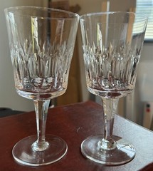 Pair Water Goblet Ashmont by ROYAL DOULTON Crystal 6 3/4 Clear, Fans Thumbprints