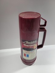 Vintage Aladdin’s Pint Thermos Red Insulated With Handle With Lid Retro