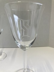 Vintage Engraved Monogram Letter «S» Clear Wine Glasses. 7″ Tall, Set of 2.