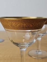 Low Sherbert Rambler Rose Clear Tiffin-Franciscan Look Alike Gold Trim