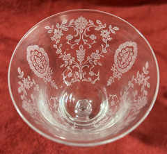 Vintage Tiffin-Franciscan “June Night” Etched Crystal Wine Goblet (6 1/4” Tall)