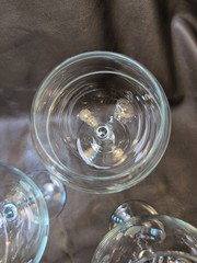 Large 8in MCM Graphic Etched Crystal Balloon Wine Glasses Set of 4