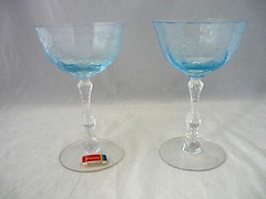 FOSTORIA – NAVARRE – 2 CHAMPAGNE/TALL SHERBET GLASSES – 5 7/8″ – EXCELLENT