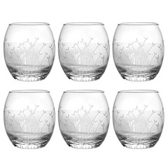 SET OF 6 Vintage Etched Sandblasted Drinking Glass Water Juice Glass 6 x 350 ml