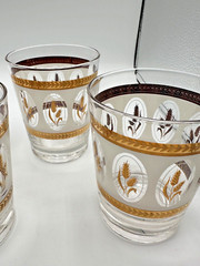 Vintage Dominion Glass MCM Wheat – Gold – Frosted High Ball Glass – Set of 6