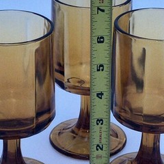 3 Colony Nouveau Riviera Amber Wine Glasses 5 1/2x 2 1/4 Pressed Glass Footed
