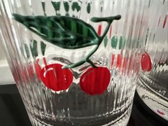 Set of 2 Ribbed Cherry Cherries Double Old Fashioned Glasses Nice!