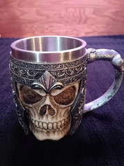 Skull Mug Stainless Steel Tankard – Heavy Gothic Viking Warrior Cup – Ceramic…