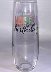 Champagne glasses set of 4-Flute style-Happy Birthday favors 9.6oz