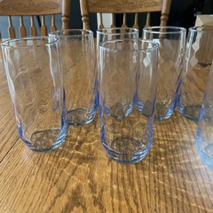 Set Of 9 Libby Misty Blue Vintage Optic Swirl Drinking Glasses Set GW0001
