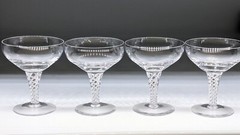 Vintage 3 +1 Stuart Crystal Iona/Ariel Air Twist Stem Champagne Glasses 4.75”
