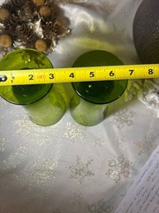 A Pair of Enchanted Moss/Avocado Green Crystal, Low Footed Goblets. Rare!