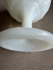 Antique Vintage Milk Glass Chalice Goblet Candy Dish Bowl 6.25″ Scalloped Nice
