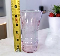 Dunbar Glass Set Of 3 Pink Juice Tumbler w/ Etched Floral Flower Motif Theme
