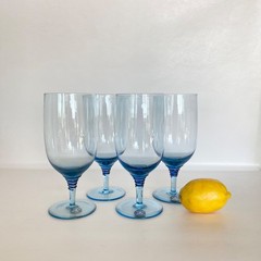 Block Basics Lagoon Blue Handblown Water Iced Tea Glass Original Sticker 20 oz.