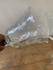 Vintage Elegant Glass Etched Tall Wine Glasses Set Of Four