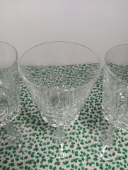 Vintage Set Of 4 Victoria Cut Knob Stem Wine Glasses 6.7/8″