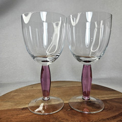 Set 2 Colorwave Purple by Noritake Blown Glass Water Goblets 7.5 in Made Poland