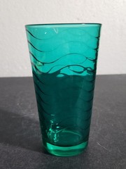 Vintage Sea Green 12oz Glass Tumbler Wavy Pattern by Pasabahce Glass