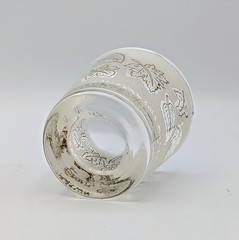 Vintage Frosted Leaf Pattern Rocks Glasses Set of 4 Gold White