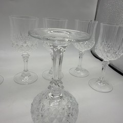 Set of 7 Vintage Cristal D’Arques-Durand Longchamp Crystal Wine Glasses 6.5” H