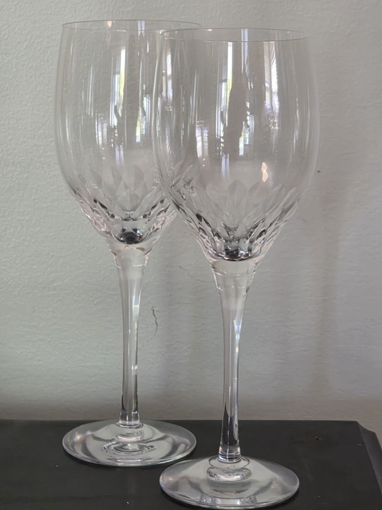 2 Orrefors “Prelude” 8.25” Stem Crystal Goblets Sweden
