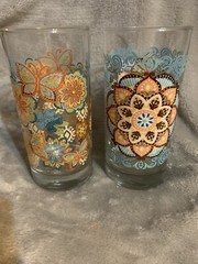Lot Of 2 Crisa Butterfly 12 Oz Tumblers Set Vintage Retro Boho Style